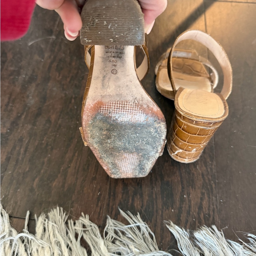 SCHUTZ Tan Croc-Embossed Heels - Picture 4 of 4